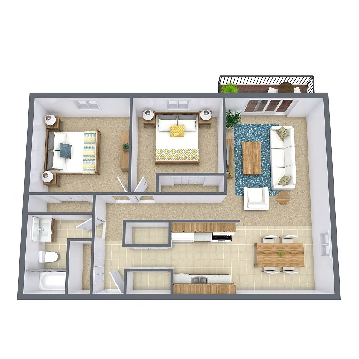 Floor plan Two Bedroom 21A