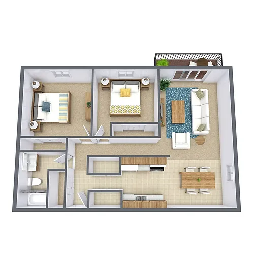 Floor plan Two Bedroom 21A