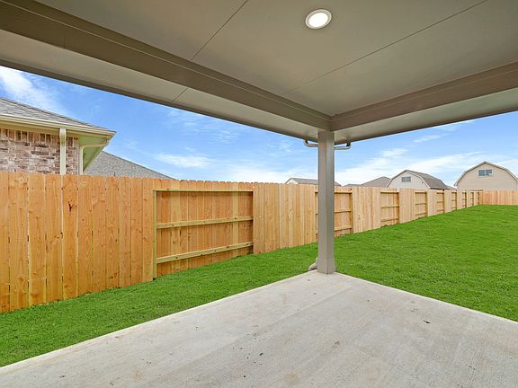 Covered patio in backyard