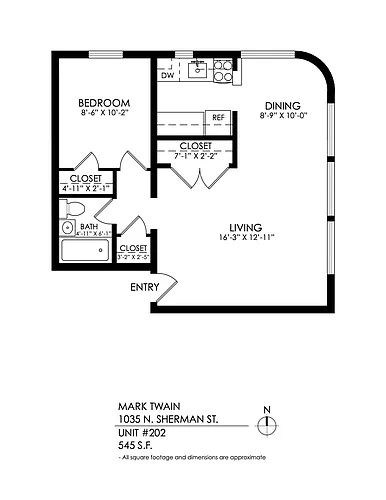 Floor plan 1 Bedroom, 1 Bath