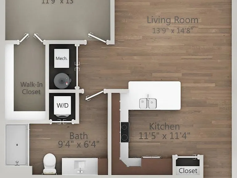 Floor Plan 1.1B | Drexel Ridge Apartments | Apartments in Oak Creek, WI Floor Plan 1.1B | Drexel Ridge Apartments | Apartments in Oak Creek, WI