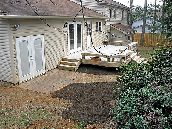 Deck and back of garage view