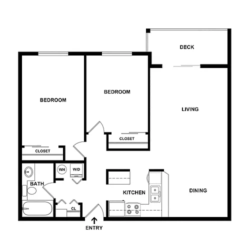 Floor plan Two Bedroom One Bath