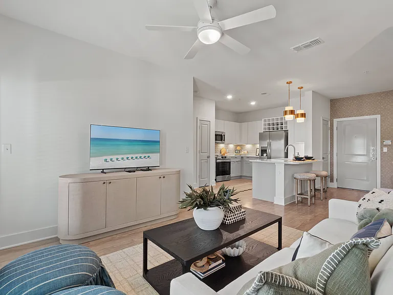 Living Room with Views to the Kitchen and Dining Area