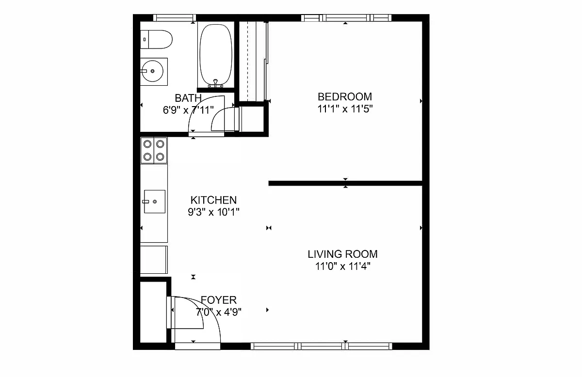 Floor plan 1 Bedroom 1 Bathroom