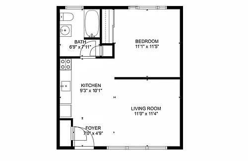 Floor plan 1 Bedroom 1 Bathroom