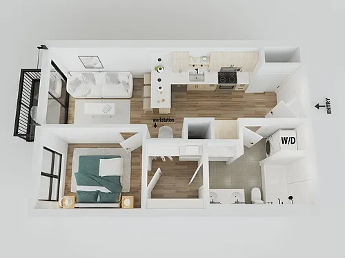 Floor plan 1BR/1BA - Finn