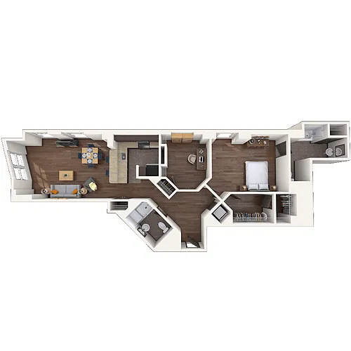 Floor plan Traditional 1x2 882-1078 SF