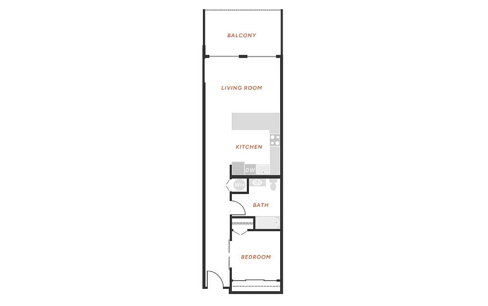 Floor plan 1 Bedroom 1 Bath - A1