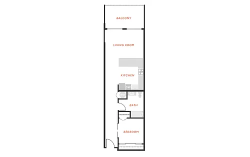 Floor plan 1 Bedroom 1 Bath - A1
