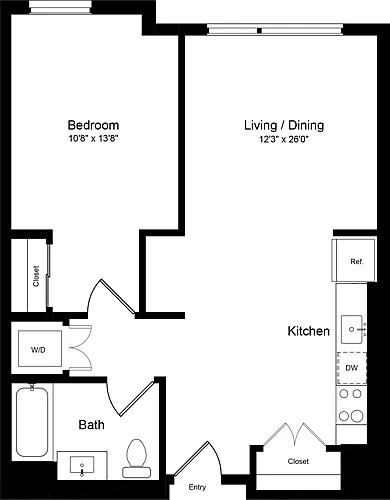 Floor plan 1 Bedroom J