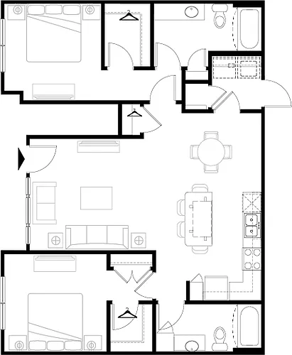 Floor plan 2 BR Grand Courtyard