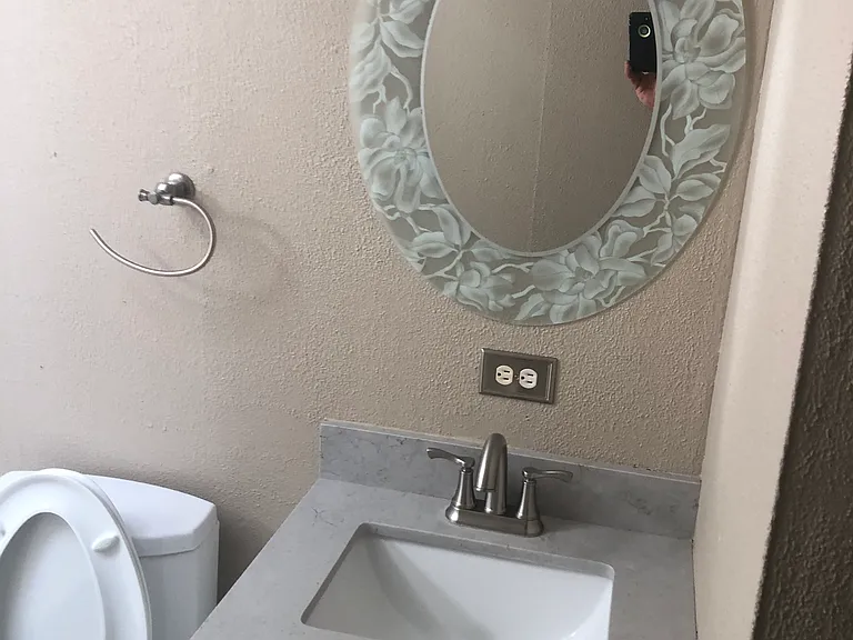 Hall Bathroom updated with new fixtures.