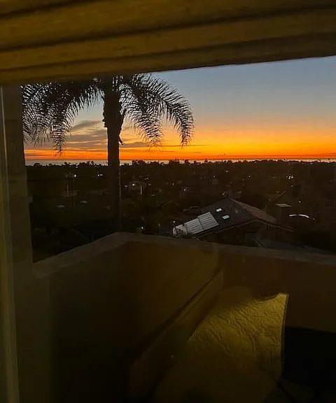 From the upstairs master bedroom balcony.