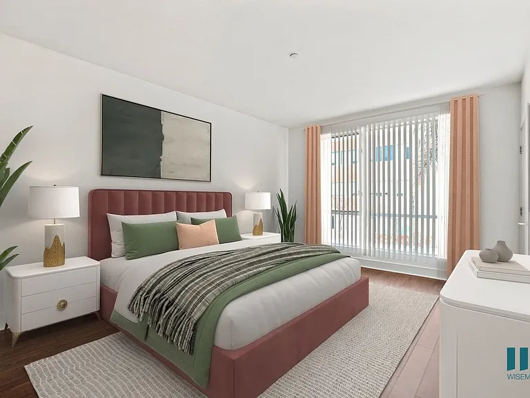 Bedroom with Large-Size Windows, Vinyl Flooring, and Recessed Lighting