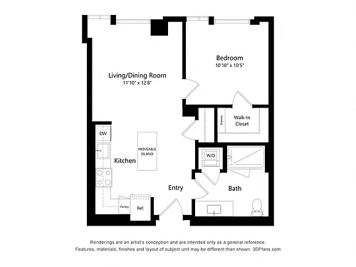 Floor plan A04 - 1 Bedroom