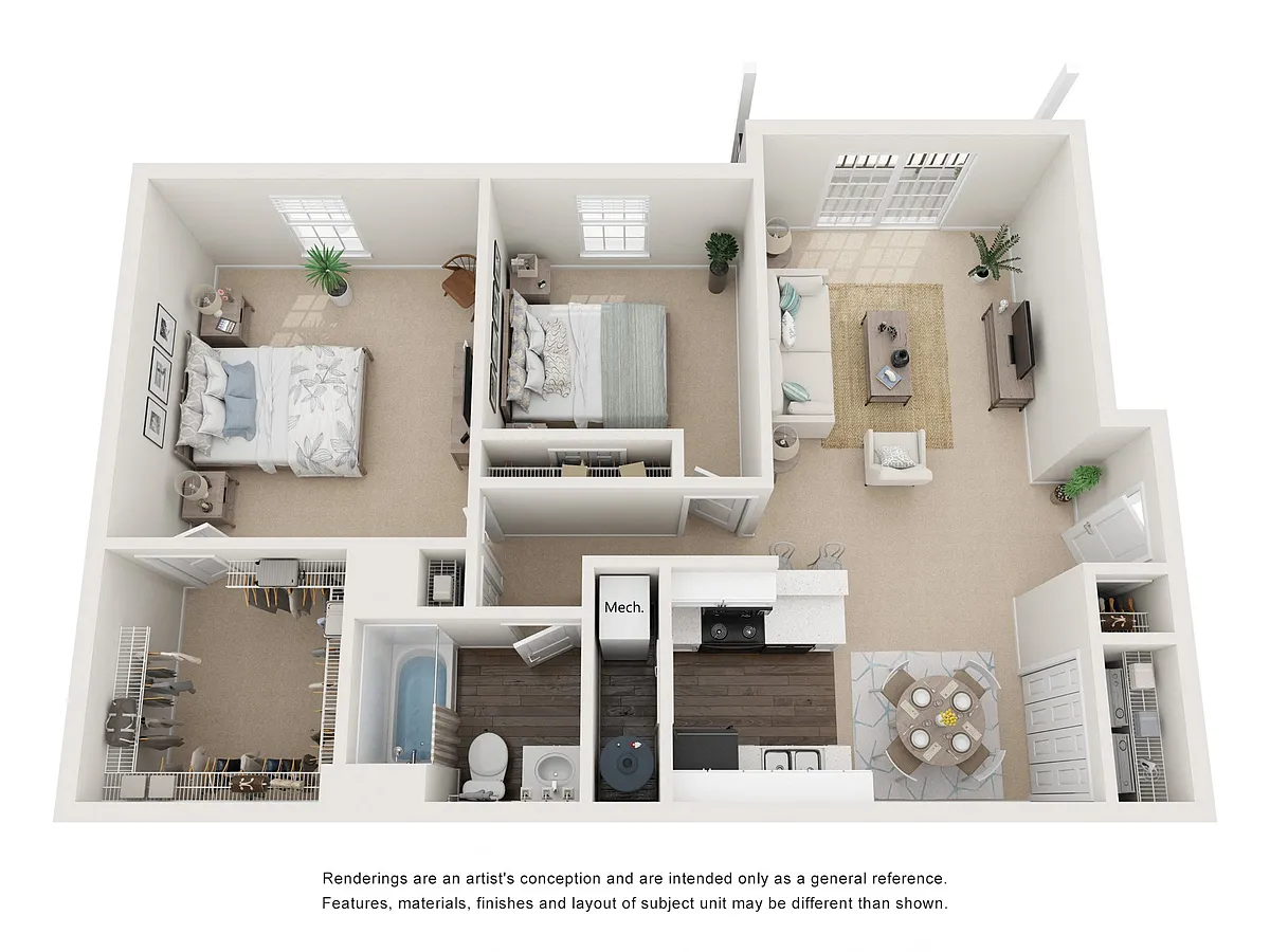 Floor plan Two Bed, One Bath