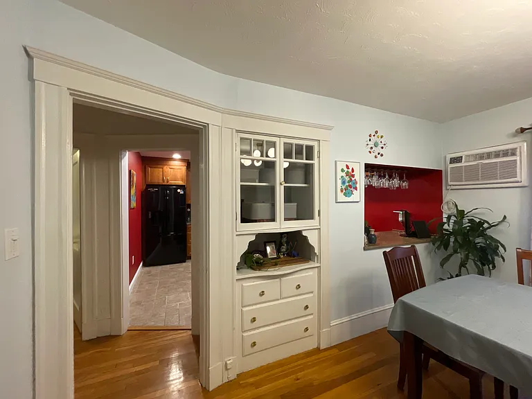 Dining room view of kitchen.
New wall AC included