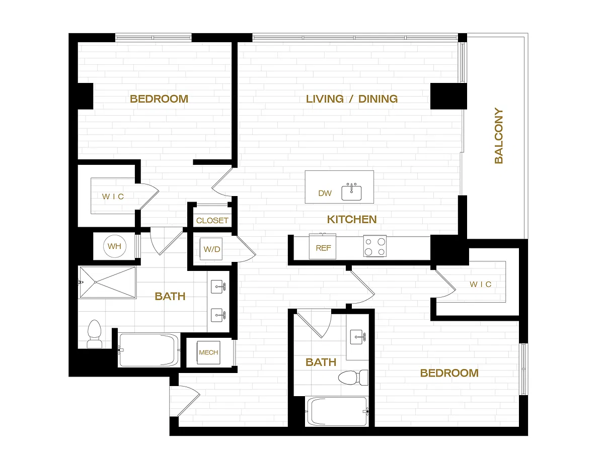 Floor plan 2 Bed/2 Bath-B5