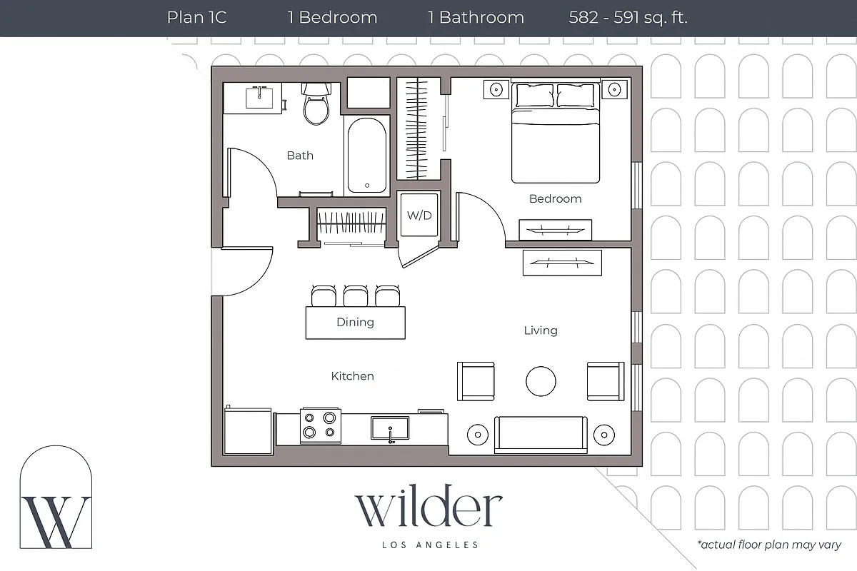 Floor plan 1 Bedroom C