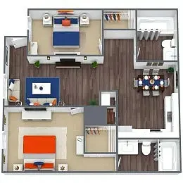 Floor plan 2 Bedroom 2 Bath
