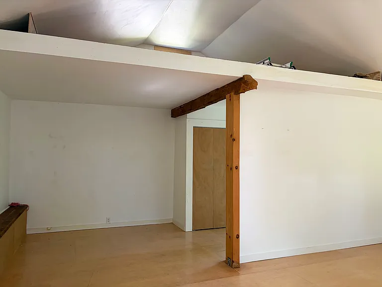Loft or storage space in studio.