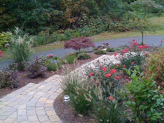 Front porch view of walkway
