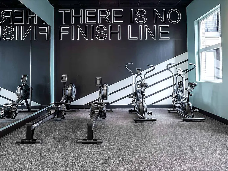 Apartment community spin studio at Griffis Lake Washington in Renton, Washington.