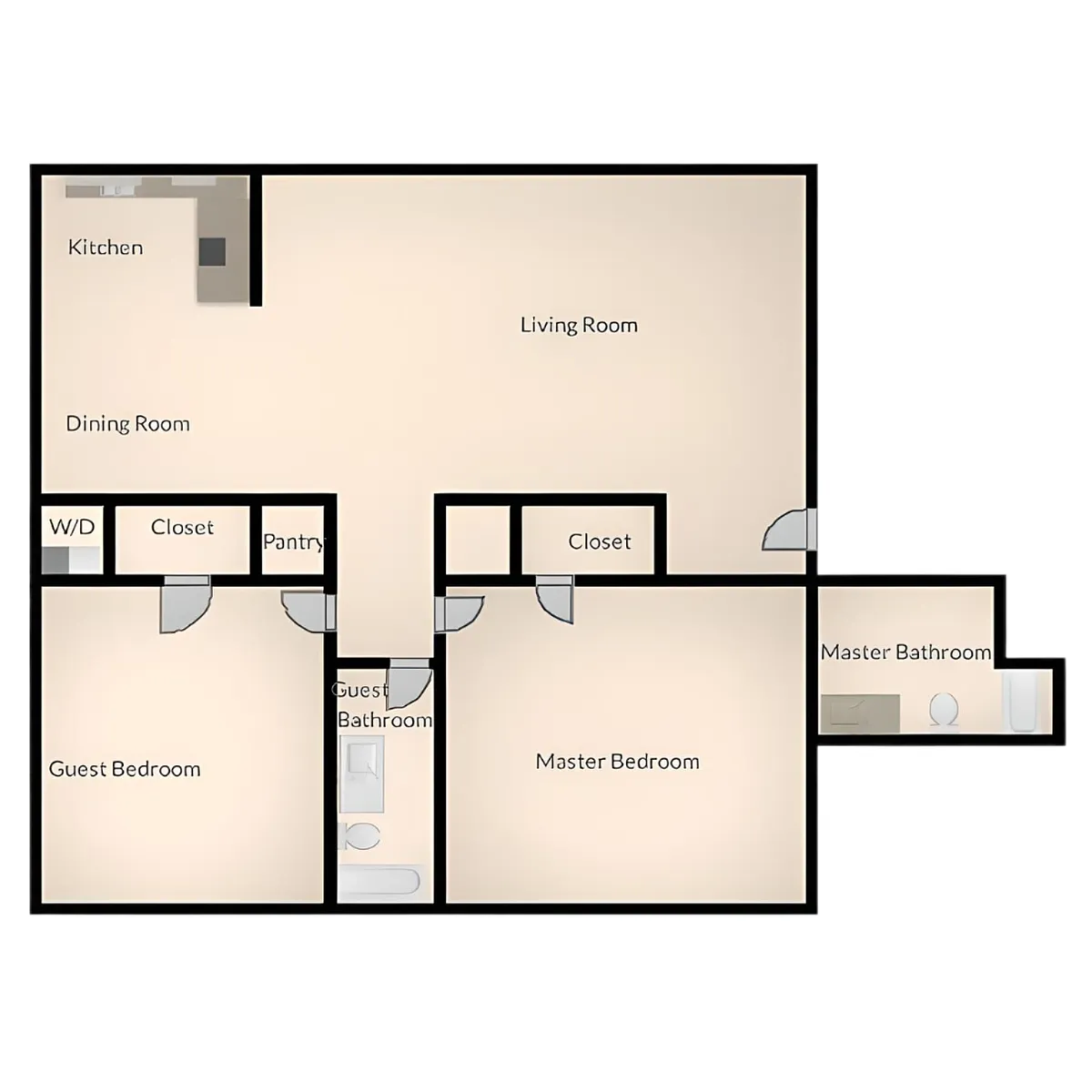 Floor plan 2 Bed 2 Bath