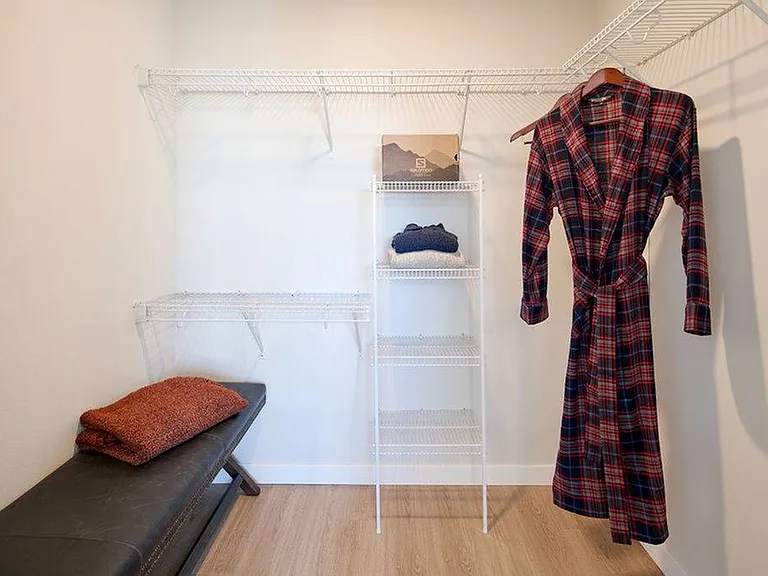 Built-in shelving and storage in spacious closets*