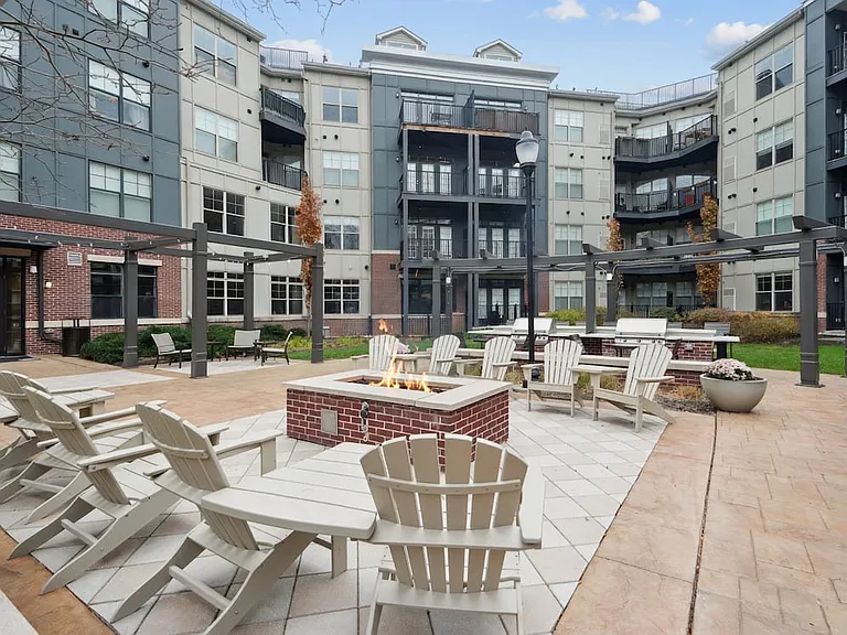 Courtyard with firepit and BBQ grills