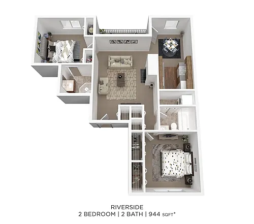 Floor plan Two Bedroom- 944 sqft
