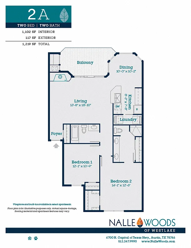 Floor plan Two Bedroom Two Bath-A