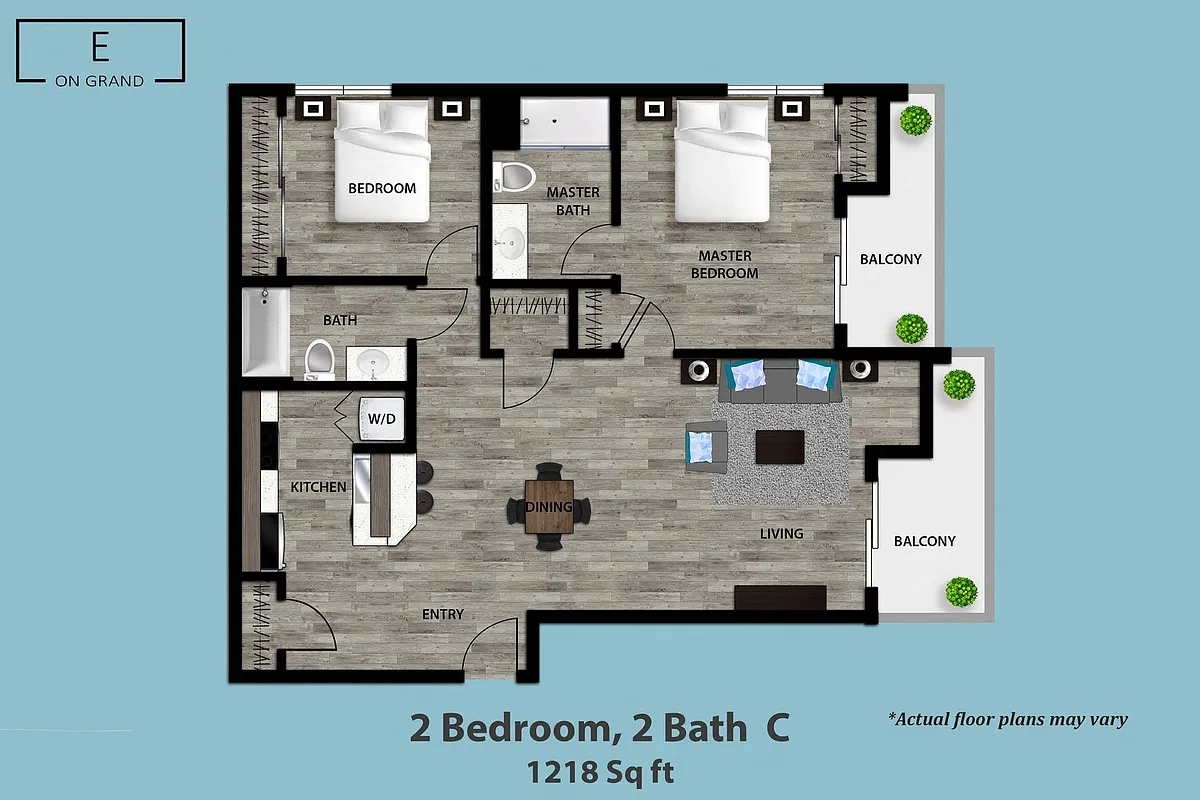 Floor plan 2 Bedroom, 2 Bath C