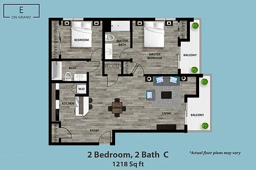 Floor plan 2 Bedroom, 2 Bath C