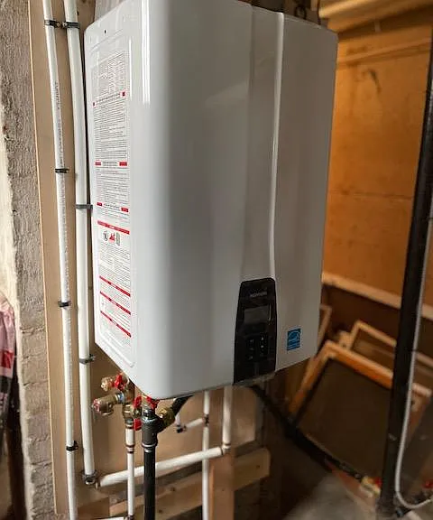 Brand new tankless water heater keeps costs down and provides instant, endless hot water!