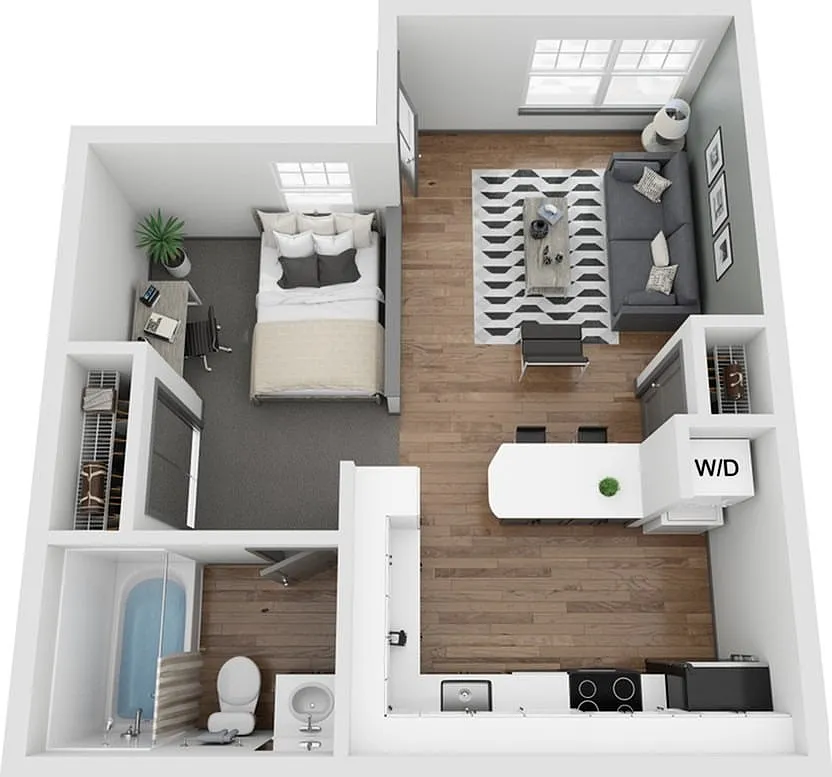 Floor plan 1x1 Renovated
