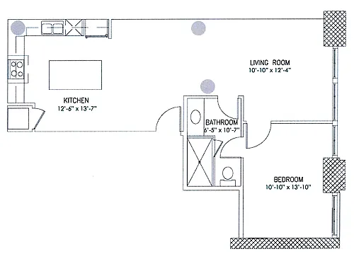 Floor plan 1 Bedroom, 1 Bathroom