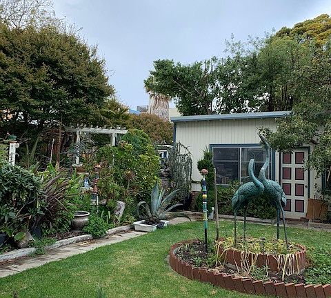 A small portion of the back yard