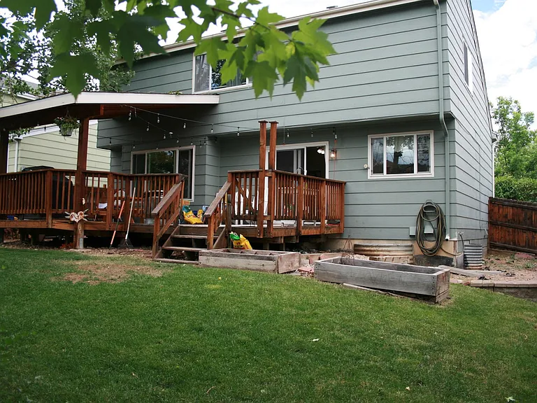 backyard looking toward covered patio
