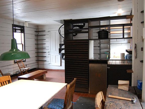 built in desk to right