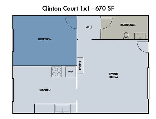 Floor plan 1X1 B