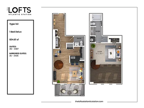 Floor plan 1A1 - 1 Bed Standard