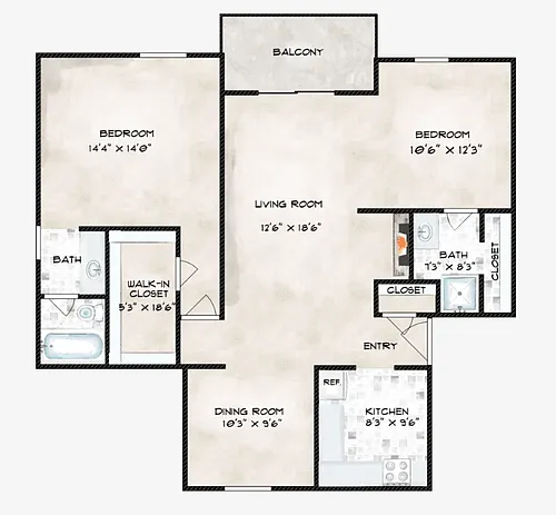 Floor plan 2B2B