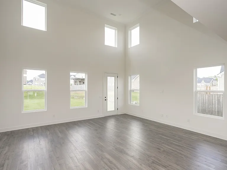 Two story living room