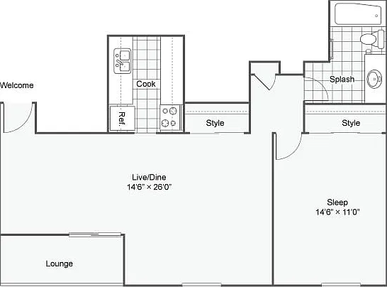 A3 | 1-Bedroom Floorplan A3 | 1-Bedroom Floorplan