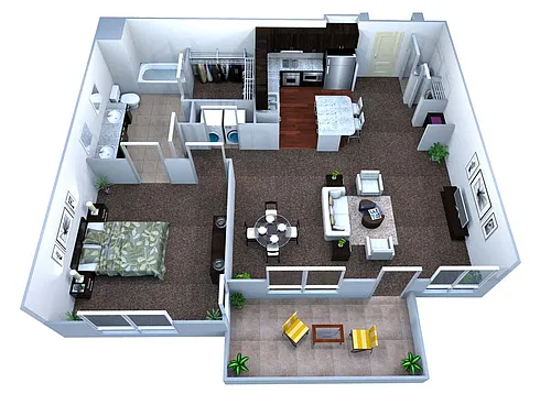 Floor plan A2 1 Bed/1 Bath
