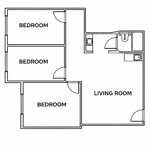 Floor plan 3 Bed Furnished