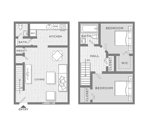 Floor plan 2 BR Townhome - Ringo Ave