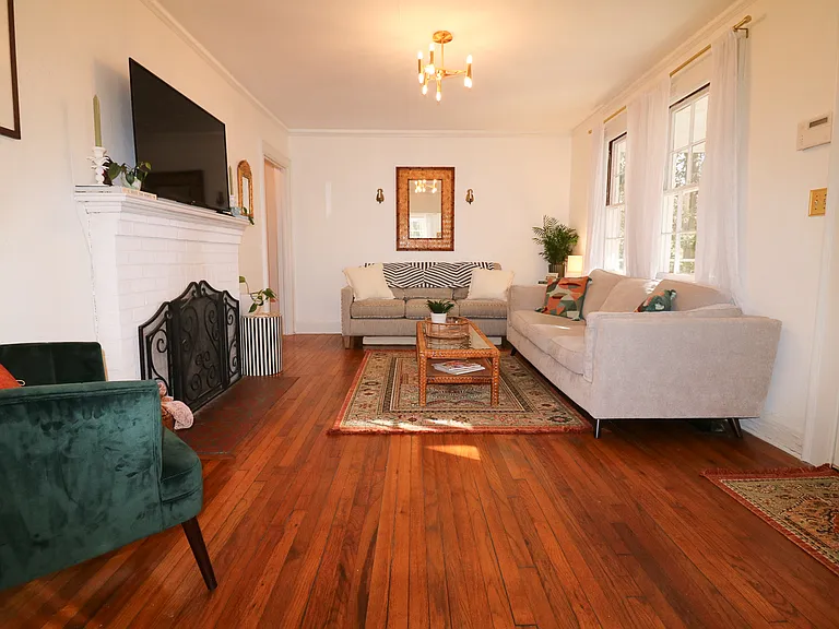 View of living room from the dining room table